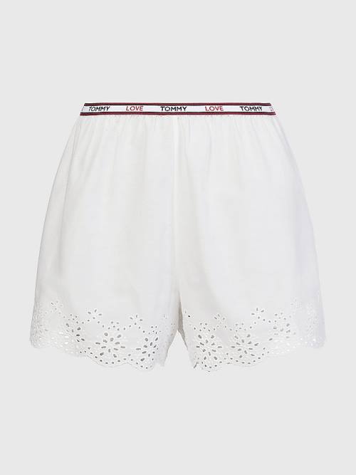 Tommy Hilfiger Eyelet Lace Shorts Ženske Pižama Bela | TH134QYI