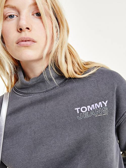 Tommy Hilfiger Faded Boxy Turtleneck Ženske Pulover Črna | TH461BTQ