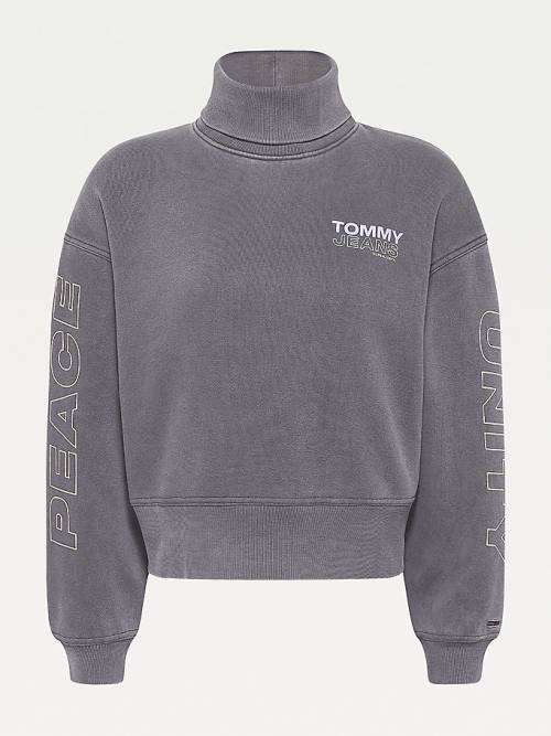 Tommy Hilfiger Faded Boxy Turtleneck Ženske Pulover Črna | TH461BTQ