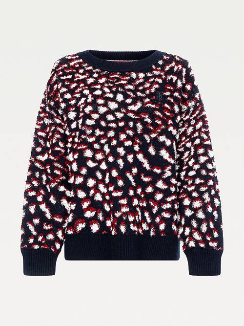 Tommy Hilfiger Feather Jacquard Oversized Monogram Jumper Ženske Puloverji Vijolična | TH809SIJ