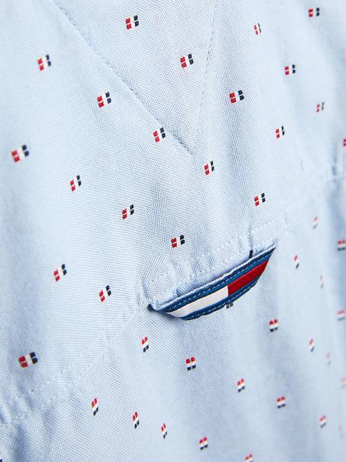 Tommy Hilfiger Flag Detail Oxford Dobby Fantje Srajce Modra | TH354GIO