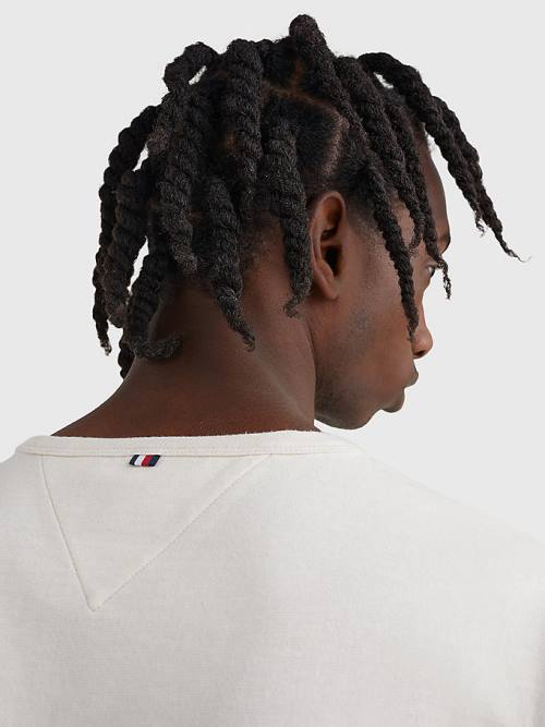 Tommy Hilfiger Flag Embroidery Moški Majice Bež | TH751OTI