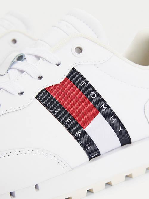 Tommy Hilfiger Flag Leather Ženske Superge Bela | TH095URO