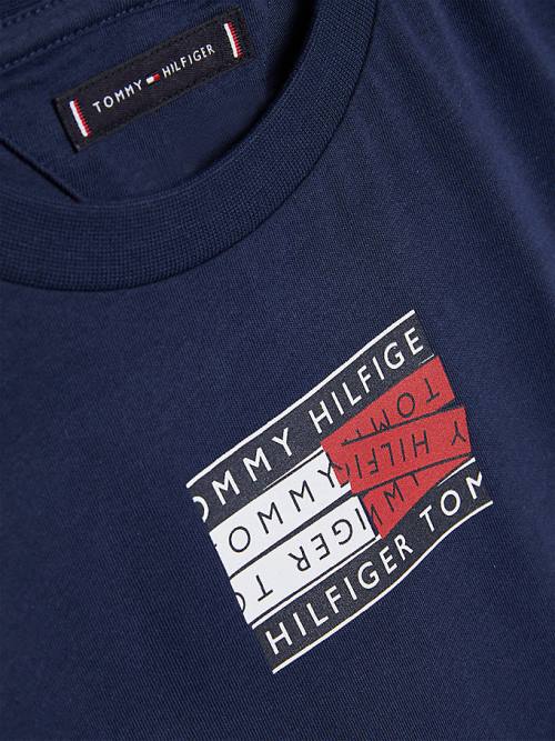 Tommy Hilfiger Flag Logo Fantje Majice Modra | TH096BLA