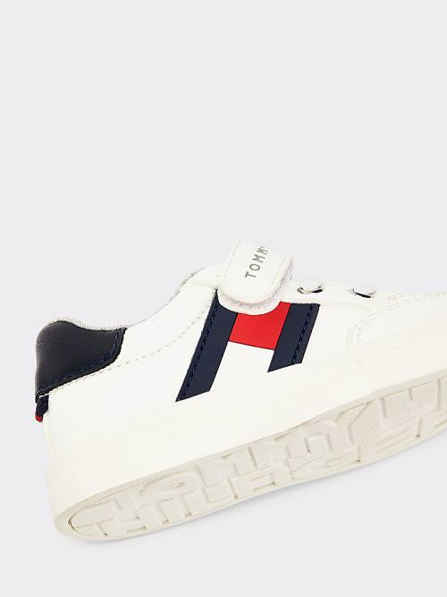 Tommy Hilfiger Flag Low-Top Fantje Superge Bela | TH097JYH