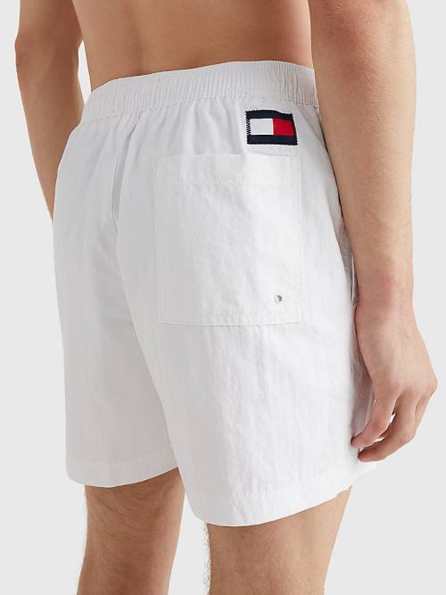 Tommy Hilfiger Flag Mid Length Drawstring Shorts Moški Kopalke Bela | TH067JZQ