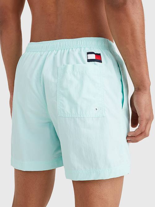 Tommy Hilfiger Flag Mid Length Drawstring Shorts Moški Kopalke Modra | TH183INQ