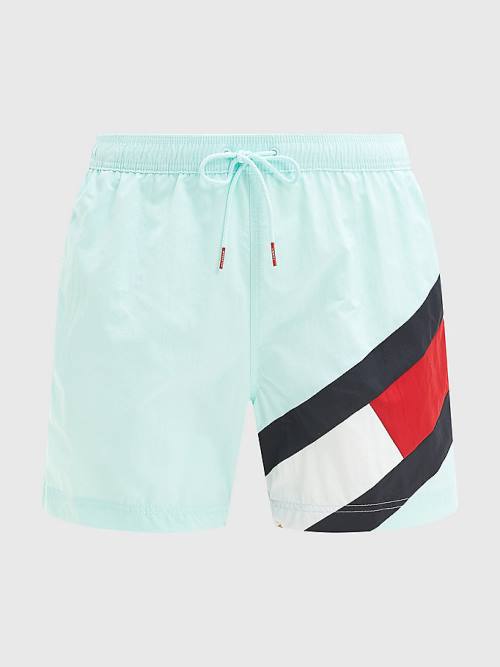 Tommy Hilfiger Flag Mid Length Drawstring Shorts Moški Kopalke Modra | TH183INQ