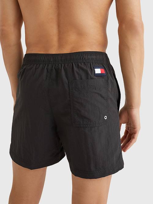 Tommy Hilfiger Flag Mid Length Drawstring Shorts Moški Kopalke Črna | TH280THF