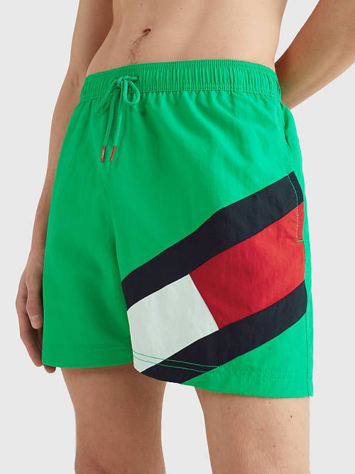 Tommy Hilfiger Flag Mid Length Drawstring Shorts Moški Kopalke Zelena | TH576ETX