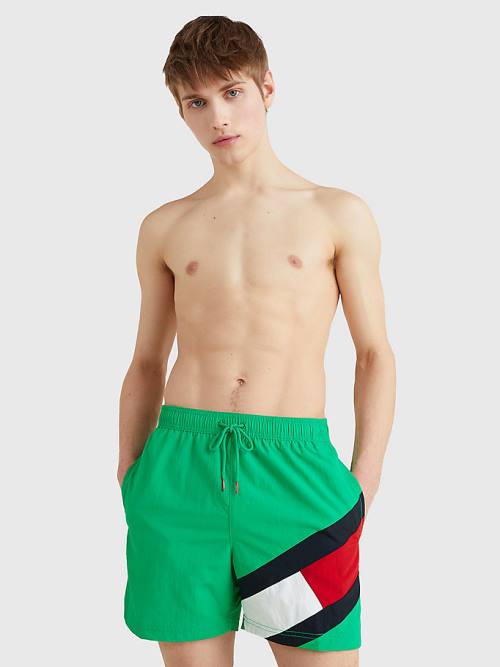 Tommy Hilfiger Flag Mid Length Drawstring Shorts Moški Kopalke Zelena | TH576ETX