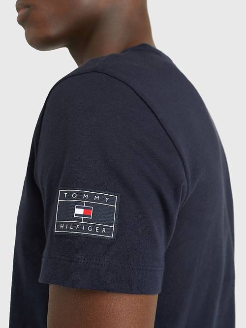 Tommy Hilfiger Flag Patch Sleeve Moški Majice Modra | TH240UXV