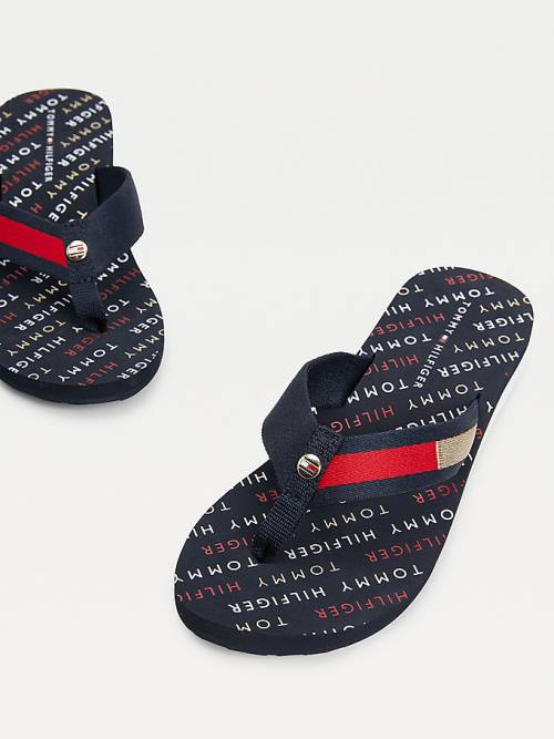 Tommy Hilfiger Flag Plaque Mid-Wedge Flip-Flop Ženske Sandali Modra | TH246NLC