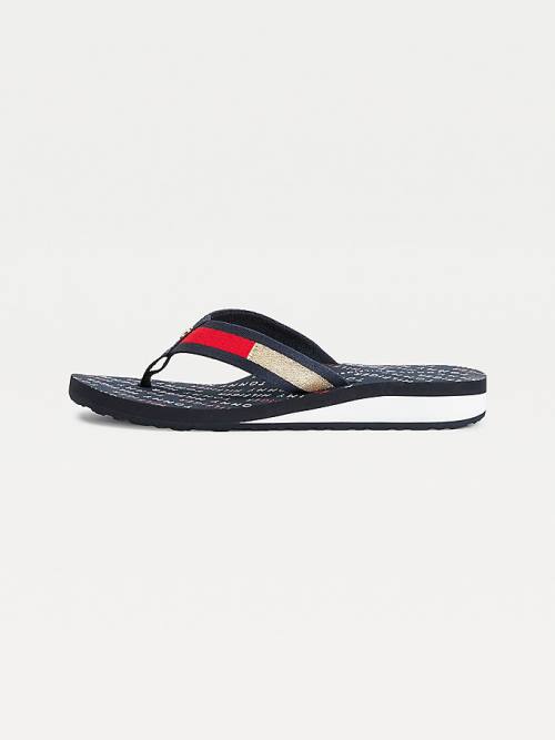 Tommy Hilfiger Flag Plaque Mid-Wedge Flip-Flop Ženske Sandali Modra | TH246NLC