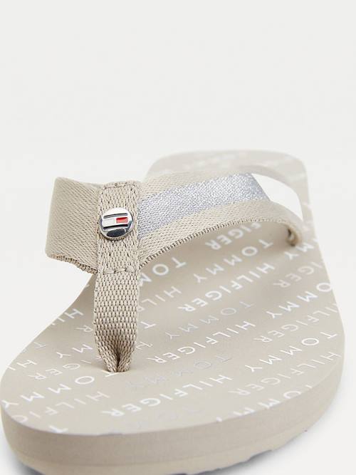 Tommy Hilfiger Flag Plaque Mid-Wedge Flip-Flop Ženske Sandali Bež | TH685VYA