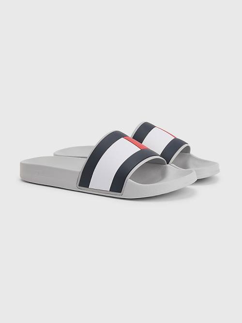 Tommy Hilfiger Flag Pool Slides Moški Sandali Siva | TH407SVN