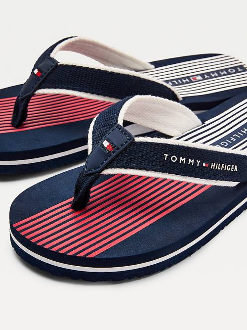 Tommy Hilfiger Flag Print Flip Flops Fantje Sandali Modra | TH570VGB