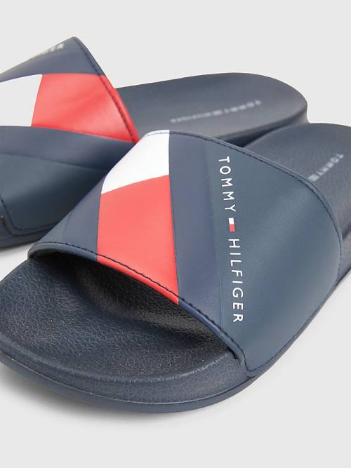 Tommy Hilfiger Flag Print Pool Slides Fantje Sandali Modra | TH027UIR