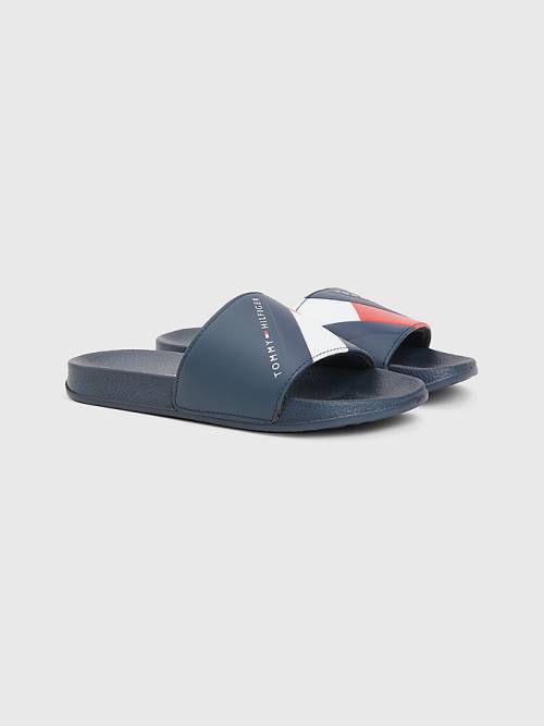 Tommy Hilfiger Flag Print Pool Slides Fantje Sandali Modra | TH027UIR