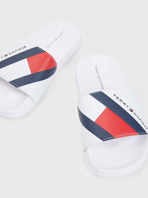 Tommy Hilfiger Flag Print Pool Slides Fantje Sandali Bela | TH385DCF