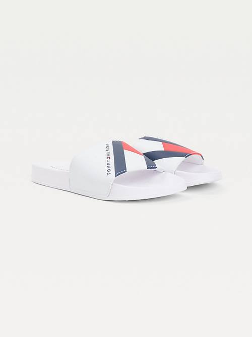 Tommy Hilfiger Flag Print Pool Slides Fantje Sandali Bela | TH385DCF