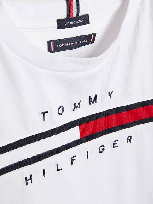 Tommy Hilfiger Flag Rib Insert Fantje Majice Bela | TH796WHS