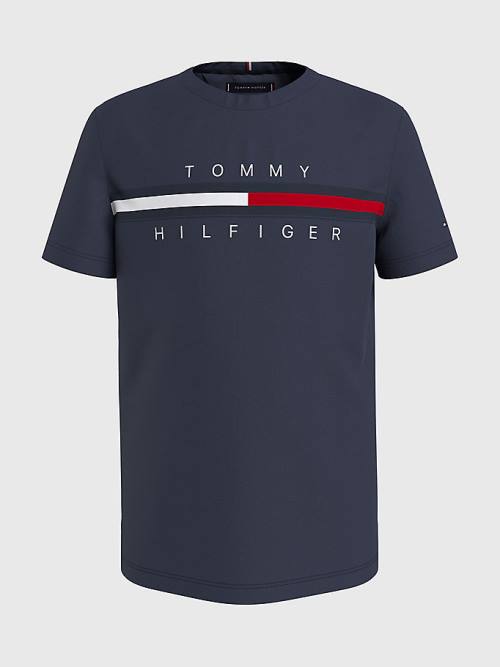 Tommy Hilfiger Flag Rib Insert Fantje Majice Modra | TH960IFW