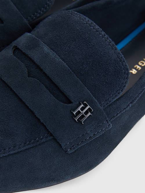 Tommy Hilfiger Flat Suede Ženske Loafers Modra | TH398LAF