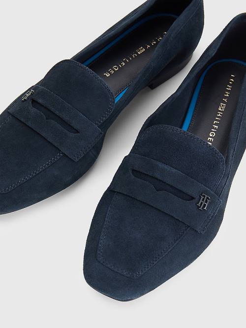 Tommy Hilfiger Flat Suede Ženske Loafers Modra | TH398LAF