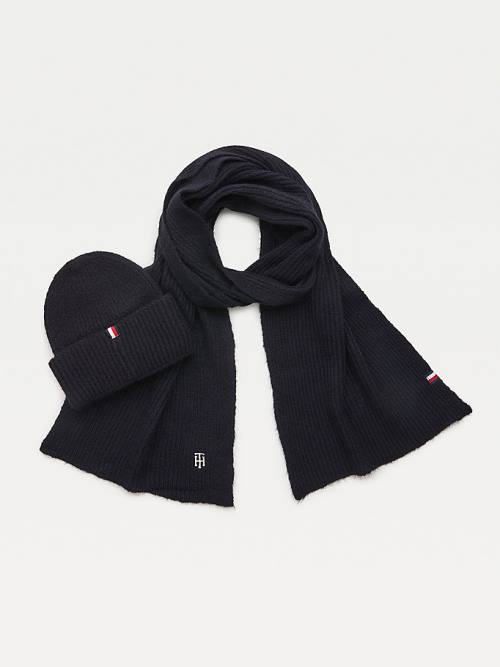 Tommy Hilfiger Flecked Scarf And Beanie Gift Set Ženske Kapa Modra | TH873RXY