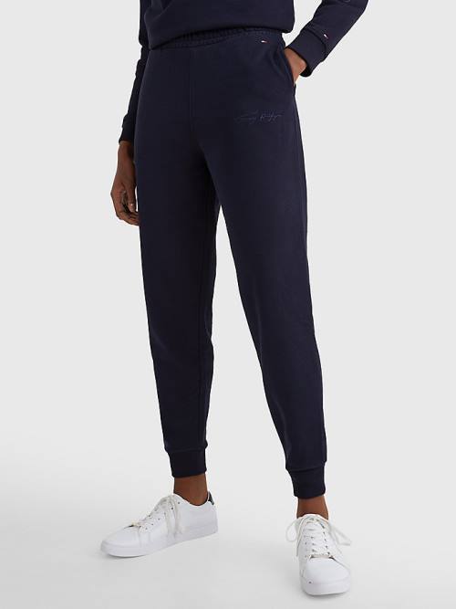 Tommy Hilfiger Fleece Cuffed Leg Joggers Ženske Hlače Modra | TH342PQA