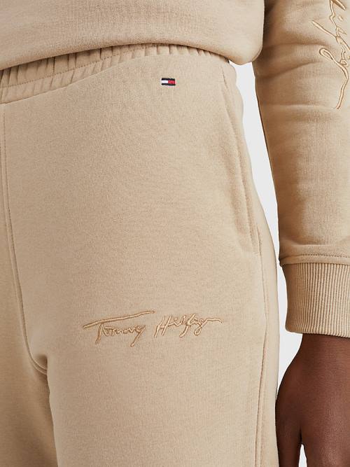 Tommy Hilfiger Fleece Cuffed Leg Joggers Ženske Hlače Bež | TH543EMB