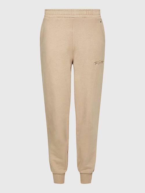 Tommy Hilfiger Fleece Cuffed Leg Joggers Ženske Hlače Bež | TH543EMB