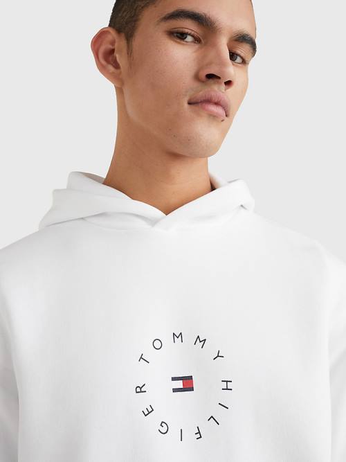 Tommy Hilfiger Flex Fleece Graphic Moški Pulover s kapuco Bela | TH023XFE