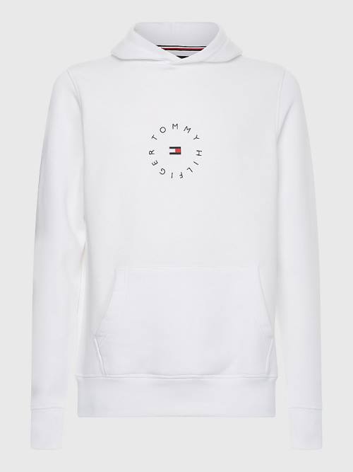 Tommy Hilfiger Flex Fleece Graphic Moški Pulover s kapuco Bela | TH023XFE