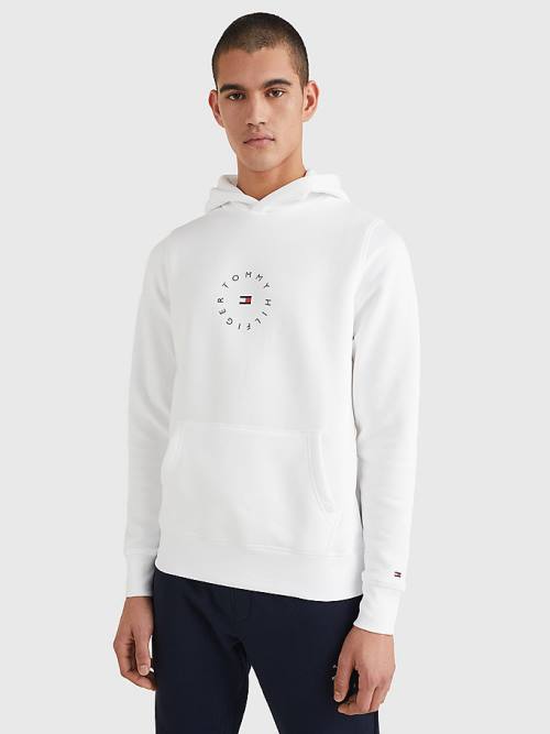 Tommy Hilfiger Flex Fleece Graphic Moški Pulover s kapuco Bela | TH023XFE