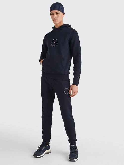 Tommy Hilfiger Flex Fleece Graphic Moški Pulover s kapuco Modra | TH980PNL