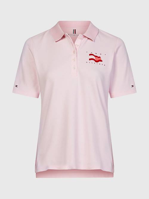 Tommy Hilfiger Flock Flag Ženske Polo Majica Roza | TH897FQI