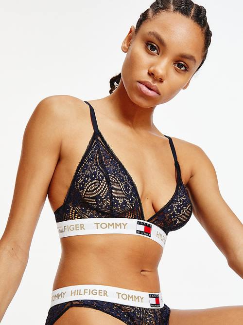 Tommy Hilfiger Floral Lace Triangle Bralette Ženske Spodnje Perilo Modra | TH521HTZ