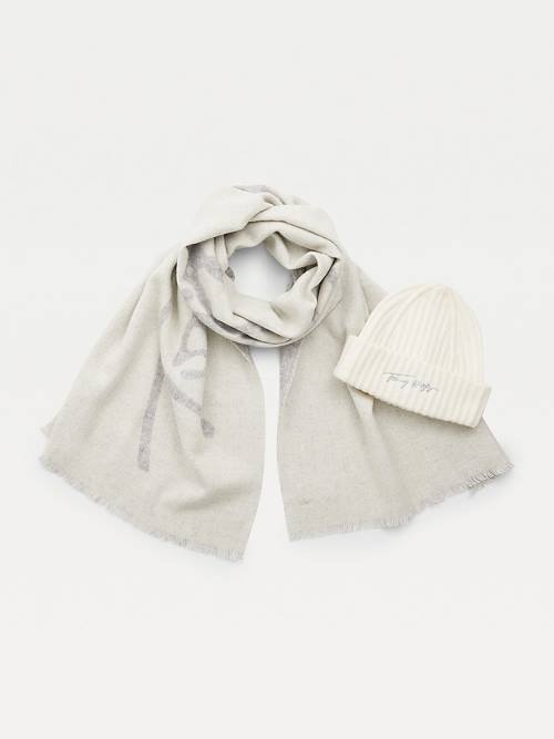 Tommy Hilfiger Fresh Scarf And Beanie Gift Set Ženske Kapa Siva | TH254LUR