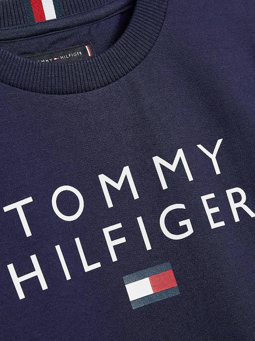 Tommy Hilfiger Front Logo Fantje Pulover Modra | TH603PDJ