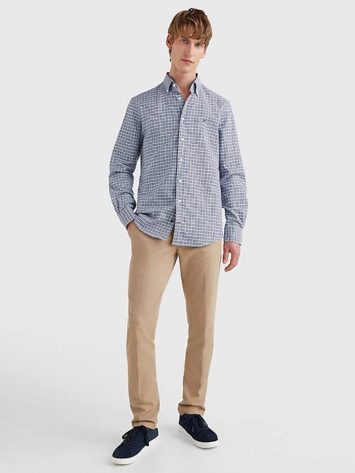 Tommy Hilfiger Gingham Check Organic Oxford Cotton Moški Srajce Modra | TH863RYM