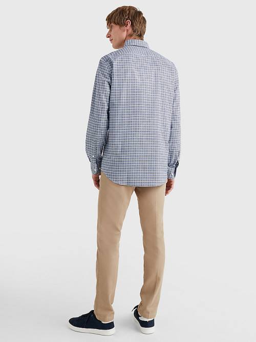 Tommy Hilfiger Gingham Check Organic Oxford Cotton Moški Srajce Modra | TH863RYM