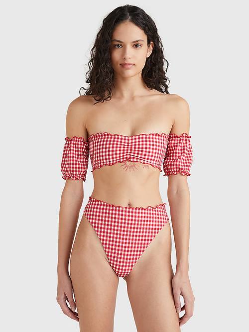 Tommy Hilfiger Gingham Cheeky Fit Bikini Bottoms Ženske Kopalke Rdeča | TH682WZR