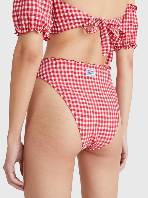 Tommy Hilfiger Gingham Cheeky Fit Bikini Bottoms Ženske Kopalke Rdeča | TH682WZR