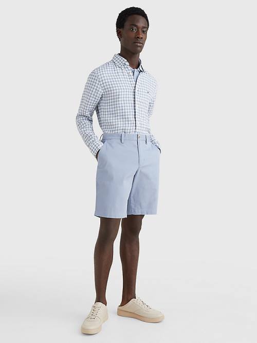 Tommy Hilfiger Gingham Regular Fit Linen Moški Srajce Modra | TH642BQM