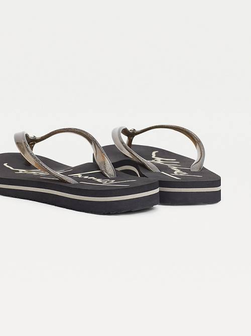 Tommy Hilfiger Glitter Strap Flip-Flops Ženske Sandali Črna | TH364UFJ