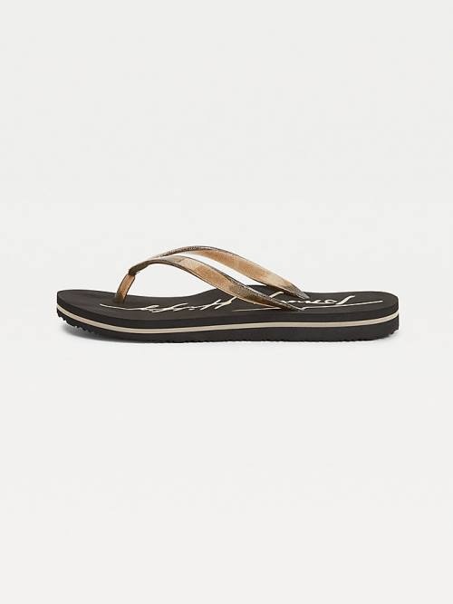 Tommy Hilfiger Glitter Strap Flip-Flops Ženske Sandali Črna | TH364UFJ