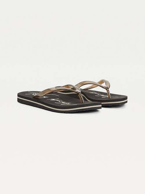 Tommy Hilfiger Glitter Strap Flip-Flops Ženske Sandali Črna | TH364UFJ