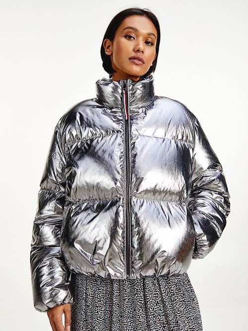 Tommy Hilfiger Gloss Foil Down-Filled Puffer Ženske Jakne Siva | TH296JHP